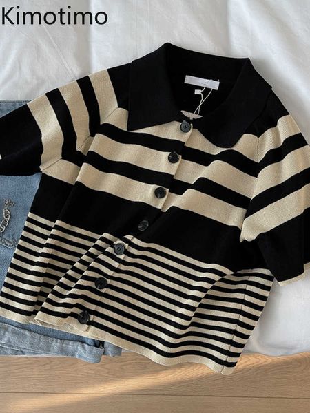 women's sweaters kimotimo striped short sleeve knitted sweater women 2022 summer contrast color lapel crop vest korean chic lui fashion, White;black
women's sweaters kimotimo striped short sleeve knitted sweater women 2022 summer contrast color lapel crop vest korean chic lui fashion, White;black