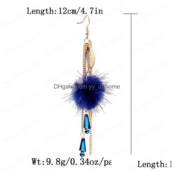

dangle chandelier fashion bohemian drop earring handmade luxury pompom long tassel feather hanging earrings for women party jewelr dhatr, Silver