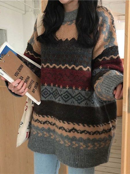 women's sweaters jmprs loose women sweater winter thick casual o neck vintage sweater jumper long sleeves korean ladies warm knitted ja, White;black
women's sweaters jmprs loose women sweater winter thick casual o neck vintage sweater jumper long sleeves korean ladies warm knitted ja, White;black