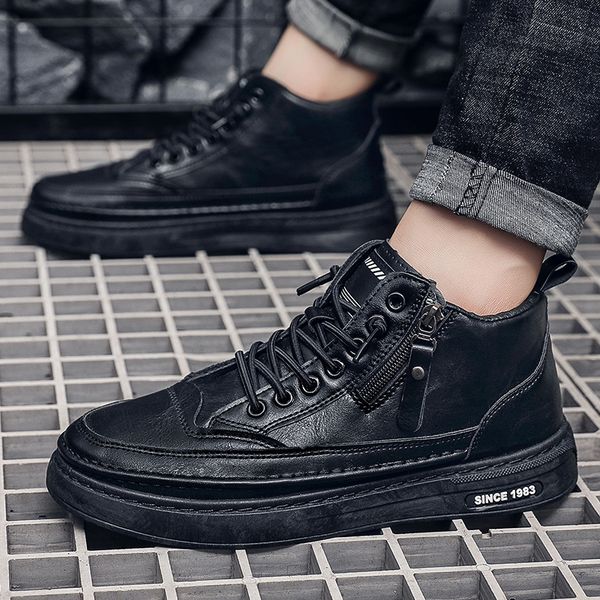 boots men's spring autumn bare high fashion casual shoes trend flat korean workwear for men 221129, Black
boots men's spring autumn bare high fashion casual shoes trend flat korean workwear for men 221129, Black