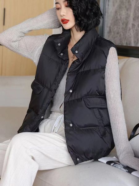 women's vests short waistcoat autumn winter down vest women's thin sleeveless jacket solid single breasted female casual coats out, Black;white
women's vests short waistcoat autumn winter down vest women's thin sleeveless jacket solid single breasted female casual coats out, Black;white