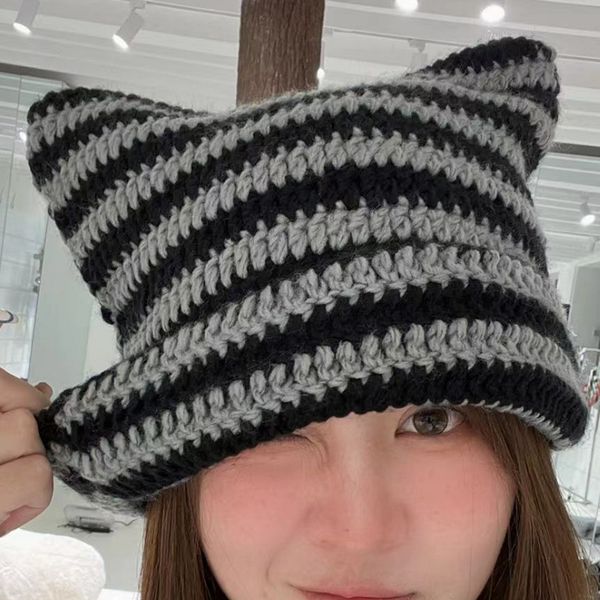 beanieskull caps y2k harajuku punk gothic knitted cat ear little devil hat millennium women kawaii designer winter handmade beanie female 22, Blue;gray
beanieskull caps y2k harajuku punk gothic knitted cat ear little devil hat millennium women kawaii designer winter handmade beanie female 22, Blue;gray