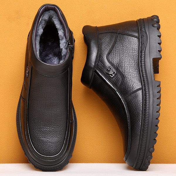 boots leather autumn winter men warm plush snow outdoor fur motorcycle ankle men's shoes size 47 221129, Black
boots leather autumn winter men warm plush snow outdoor fur motorcycle ankle men's shoes size 47 221129, Black