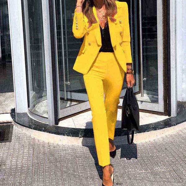 autumnwinter and autumn women fits solid color two piece suit set jacket pants office professional 2022 fashion j220813, White;black
autumnwinter and autumn women fits solid color two piece suit set jacket pants office professional 2022 fashion j220813, White;black