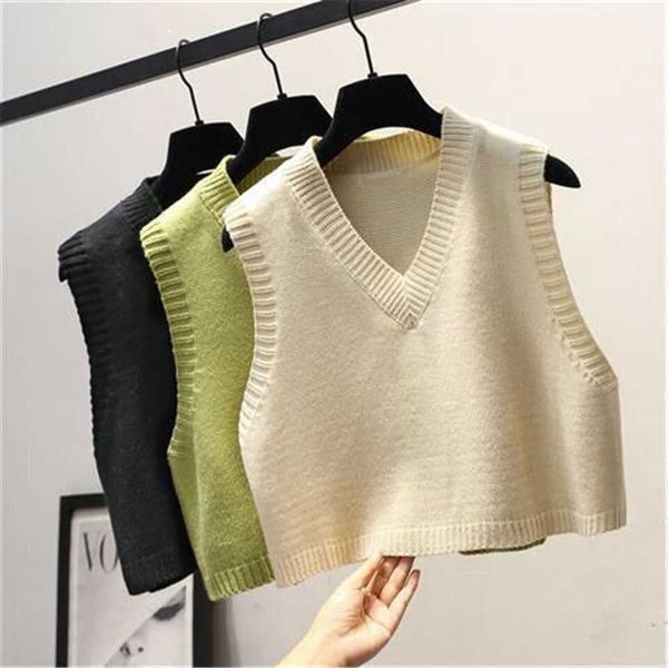 women's sweaters autumn korean women short knitted sweater sleeveless women solid color casual vest ladies vhals sweater tank vest j22, White;black
women's sweaters autumn korean women short knitted sweater sleeveless women solid color casual vest ladies vhals sweater tank vest j22, White;black