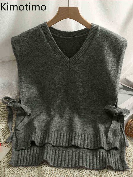 women's sweaters kimotimo bow lace up a k knitted vest women 2022 new v neck outfit sweater french solid overlap all match sweater vest, White;black
women's sweaters kimotimo bow lace up a k knitted vest women 2022 new v neck outfit sweater french solid overlap all match sweater vest, White;black