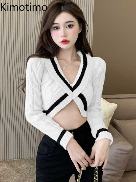women's sweaters kimotimo y2k crpped sweater women 2022 autumn hit color cross vhals twist sweater korean fashion long sleeves knitted, White;black
women's sweaters kimotimo y2k crpped sweater women 2022 autumn hit color cross vhals twist sweater korean fashion long sleeves knitted, White;black