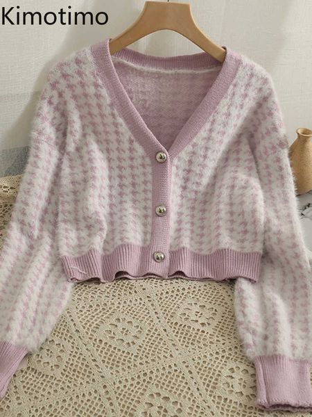 women's sweaters kimotimo houndstooth knitted cardigan women 2022 new v neck long sleeve sweater french retro fashion all match crop ca, White;black
women's sweaters kimotimo houndstooth knitted cardigan women 2022 new v neck long sleeve sweater french retro fashion all match crop ca, White;black