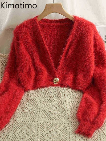 women's sweaters kimotimo one button plush vest women 2022 autumn solid v neck short knitted french chic all match long sleeve sweater, White;black
women's sweaters kimotimo one button plush vest women 2022 autumn solid v neck short knitted french chic all match long sleeve sweater, White;black