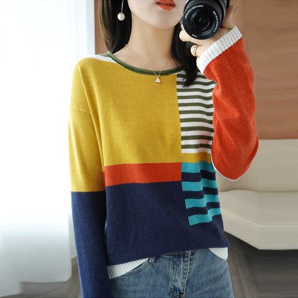 women's sweaters jmprs multicolor women sweater autumn soft sweater striped patchwork knitted women jumper causal o neck fashion basic, White;black
women's sweaters jmprs multicolor women sweater autumn soft sweater striped patchwork knitted women jumper causal o neck fashion basic, White;black