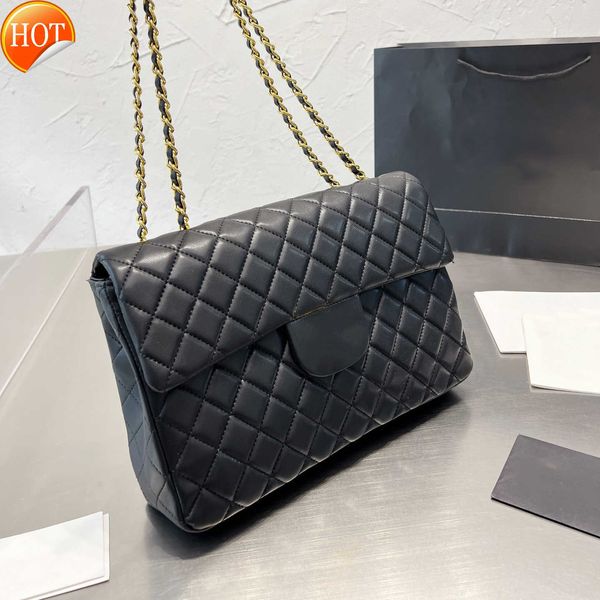 

women's luxury designer shoulder bags fashion black classic quilted vintage clamshell bag leather diamond gold hardware chain crossbody