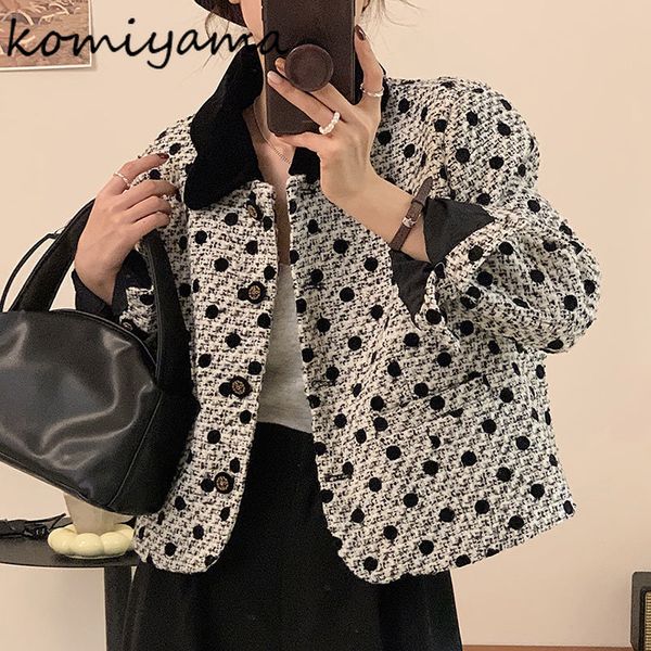 wo komiyama sweet peter pan collar tweed women chic hit color dot coats autumn elegant fashion long sleeve 221129, Black;brown
wo komiyama sweet peter pan collar tweed women chic hit color dot coats autumn elegant fashion long sleeve 221129, Black;brown