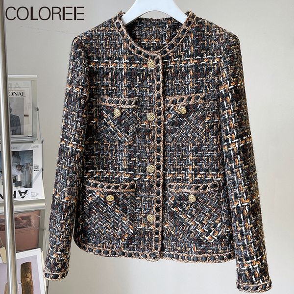 wo luxury designers tweed jacket women korean fashion gold buttons short wool coat female autumn winter clothes streetwear 221129, Black;brown
wo luxury designers tweed jacket women korean fashion gold buttons short wool coat female autumn winter clothes streetwear 221129, Black;brown