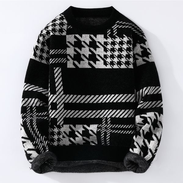 men's sweaters men casual rhombus knitted pullovers chest print design female fashion thick warm winter retro plaid 4xl 221128, White;black
men's sweaters men casual rhombus knitted pullovers chest print design female fashion thick warm winter retro plaid 4xl 221128, White;black