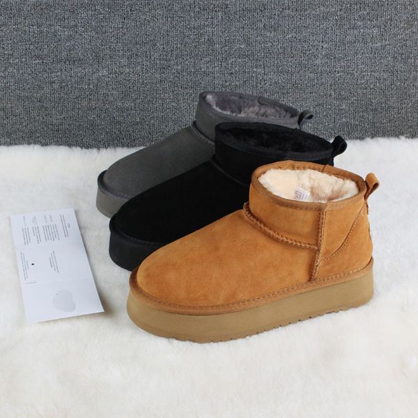 

Snow Boot Ultra Mini Platform Winter Boots Woman Man Warm Fur Designer Bottes Australia Luxurious Shoes Chestnut Grey Black EU35-44, Red