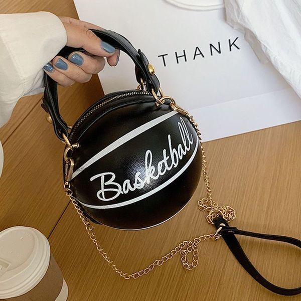 evening bags women basketball round pu leather shoulder crossbody bag tote chain satchel 20ca 221129