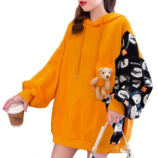 women's hoodies sweatshirts autumn cute panda print patchwork colors women hooded sweatshirt casual oversized pullover pocket bear doll, Black
women's hoodies sweatshirts autumn cute panda print patchwork colors women hooded sweatshirt casual oversized pullover pocket bear doll, Black