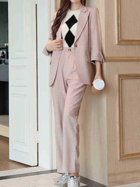 women fashion elegant casual business blazer pantsuits office slim vintage formal jackets two pieces set femme clothes outfits j220813, White;black
women fashion elegant casual business blazer pantsuits office slim vintage formal jackets two pieces set femme clothes outfits j220813, White;black