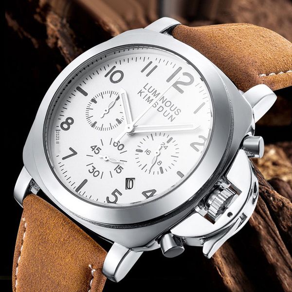 wristwatches fashion men's watches men military sports genuine leather band chronograph quartz wristwatch relogio masculino 221129, Slivery;brown
wristwatches fashion men's watches men military sports genuine leather band chronograph quartz wristwatch relogio masculino 221129, Slivery;brown