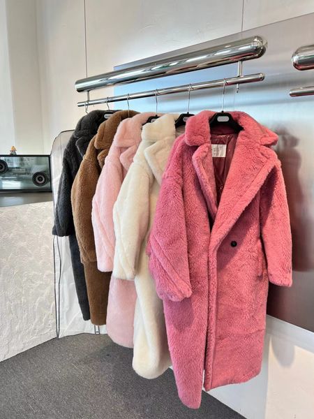 women's wool blends max italian long cashmere teddy bear fur coats lapel classic soft loose warm in spring fashion 221129, Black
women's wool blends max italian long cashmere teddy bear fur coats lapel classic soft loose warm in spring fashion 221129, Black
