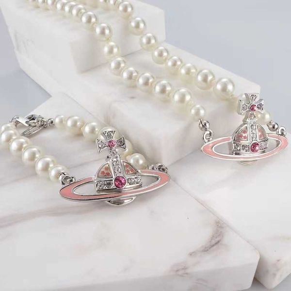 designer necklace vivian empress dowager saturn pearl queen pink lacquer female luxury high fashion collar chain, Silver
designer necklace vivian empress dowager saturn pearl queen pink lacquer female luxury high fashion collar chain, Silver