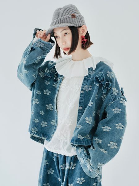 wo imakokoni original design cardigan single breasted denim jacket print short casual fashion trend bow women's clothing, Black;brown
wo imakokoni original design cardigan single breasted denim jacket print short casual fashion trend bow women's clothing, Black;brown