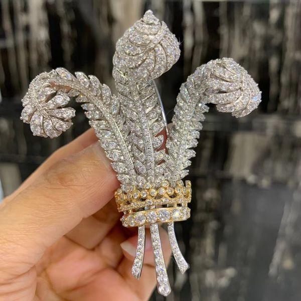 pins brooches prince of wales feather brooch 925 sterling silver with cubic zircon jewelry fine for men women vintage 221128, Gray
pins brooches prince of wales feather brooch 925 sterling silver with cubic zircon jewelry fine for men women vintage 221128, Gray