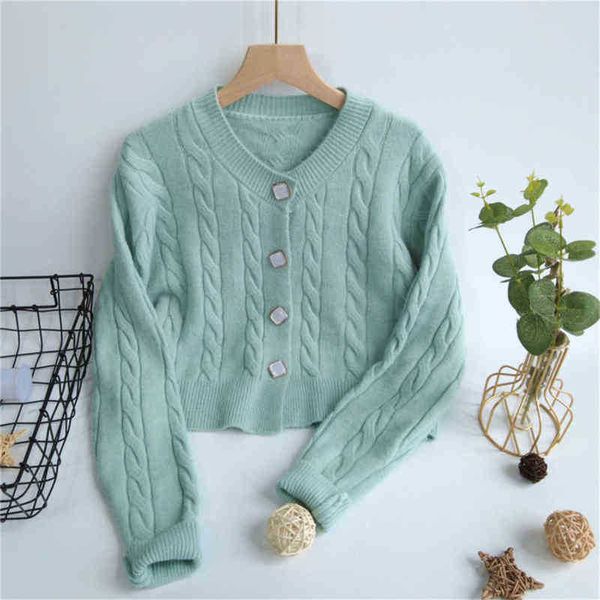 women's sweaters loose short solid color sweater retro twist stripe long sleeves round neck button vest women casual allgame j220915, White;black
women's sweaters loose short solid color sweater retro twist stripe long sleeves round neck button vest women casual allgame j220915, White;black