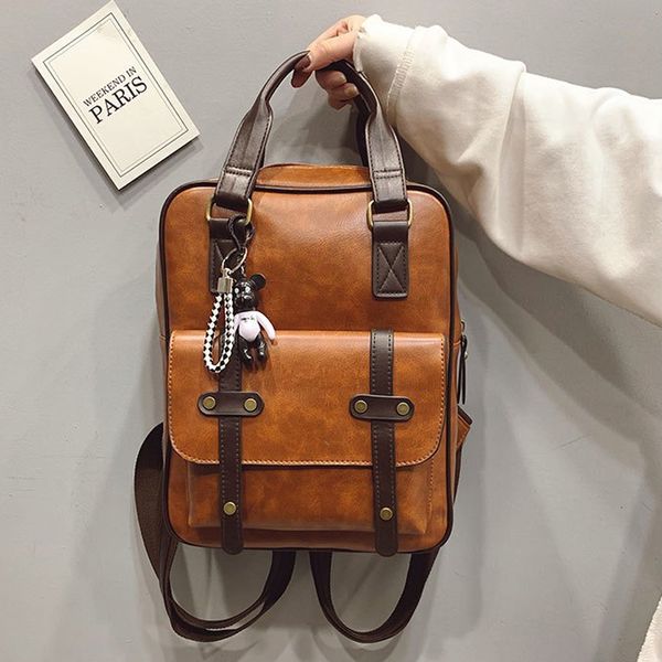 school bags women anti theft backpacks students brown for teenage girls waterproof vintage lapleather big travel backpack 221129
school bags women anti theft backpacks students brown for teenage girls waterproof vintage lapleather big travel backpack 221129
