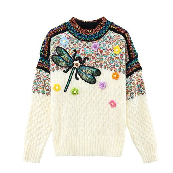 europe design sweater for women autumn winter ethnic style embroidered beaded flowers knitted pullover loose long sleeve w336, White;black
europe design sweater for women autumn winter ethnic style embroidered beaded flowers knitted pullover loose long sleeve w336, White;black