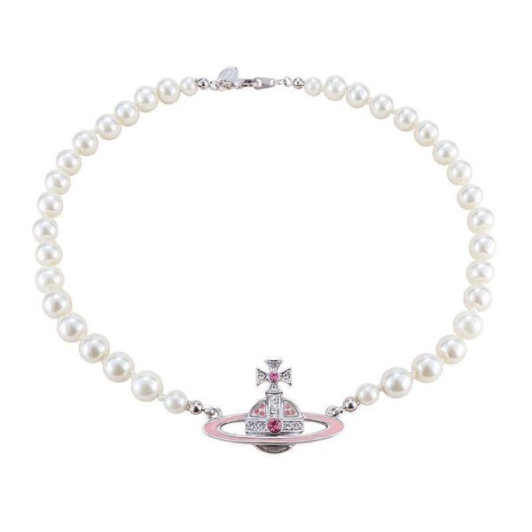 designer necklace vivian empress dowager saturn pearl pink lacquer nana same neckchain temperament female, Silver
designer necklace vivian empress dowager saturn pearl pink lacquer nana same neckchain temperament female, Silver