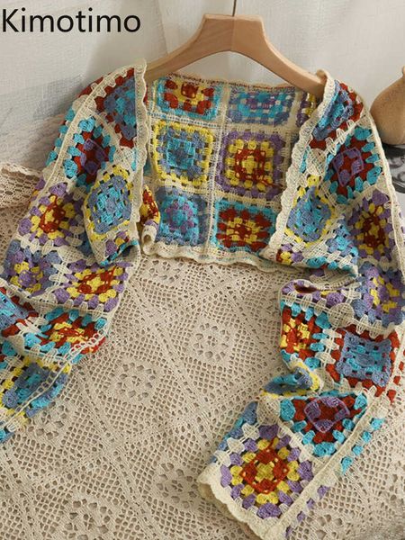 women's sweaters kimotimo y2k color plaid hollow crochet flower crop vest women 2022 new long sleeves thin all match knit ins fashion, White;black 
women's sweaters kimotimo y2k color plaid hollow crochet flower crop vest women 2022 new long sleeves thin all match knit ins fashion, White;black