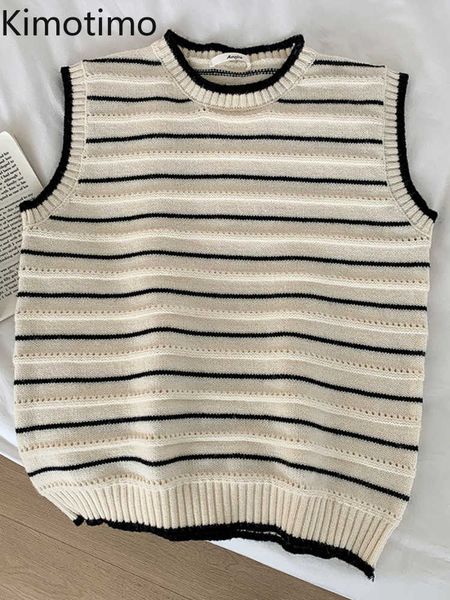 women's sweaters kimotimo contrast color striped knitted vest women 2022 autumn overlap round neck sweater korean fashion sleeveless lo, White;black
women's sweaters kimotimo contrast color striped knitted vest women 2022 autumn overlap round neck sweater korean fashion sleeveless lo, White;black