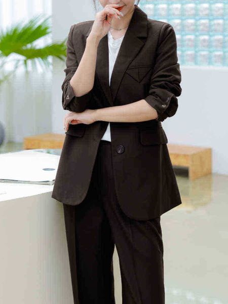 spring elegant business women blazer pantsuit long sleeve jacket pants two pieces set female fashion korean pants suit new j220813, White;black
spring elegant business women blazer pantsuit long sleeve jacket pants two pieces set female fashion korean pants suit new j220813, White;black