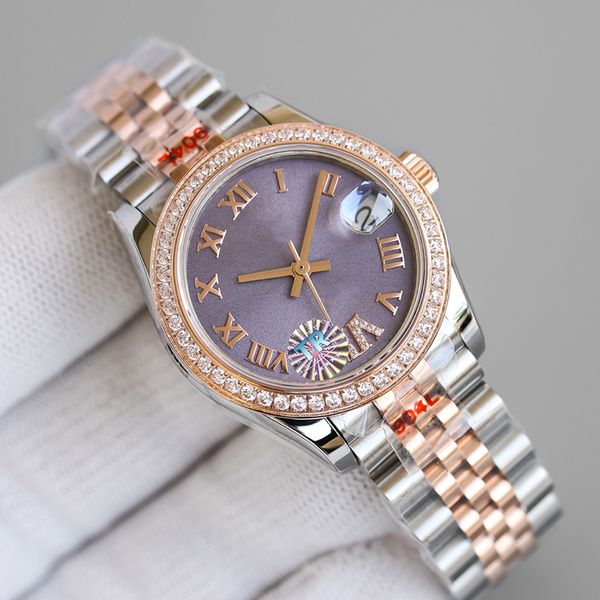

fashion gold watches 31mm 28mm 2813 movement watch automatic mechanical womens bezel stainless steel diamond lady waterproof luminous wrist, Slivery;brown