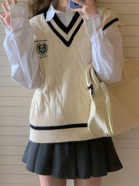 women's vests preppy style knitted sweater vest women v-neck sleeveless pullovers korean fashion casual jumper spring autumn all-match, Black;white
women's vests preppy style knitted sweater vest women v-neck sleeveless pullovers korean fashion casual jumper spring autumn all-match, Black;white