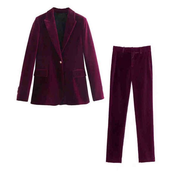 xikom 2021 women two piece set velvet fuchsia vintage office lady single button blazer female high waist wide pipe pants fit j220813, White;black
xikom 2021 women two piece set velvet fuchsia vintage office lady single button blazer female high waist wide pipe pants fit j220813, White;black