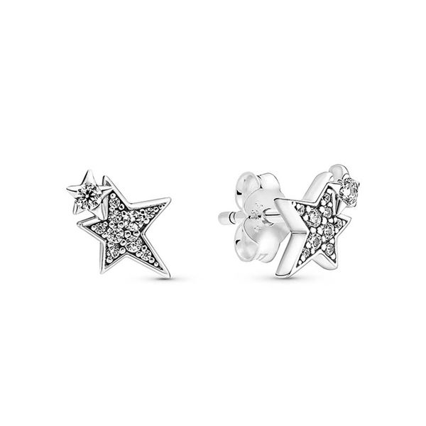 sparkling asymmetric stars stud earrings real sterling silver with original box for pandora fashion cz diamond small earring set for women g, Golden;silver
sparkling asymmetric stars stud earrings real sterling silver with original box for pandora fashion cz diamond small earring set for women g, Golden;silver