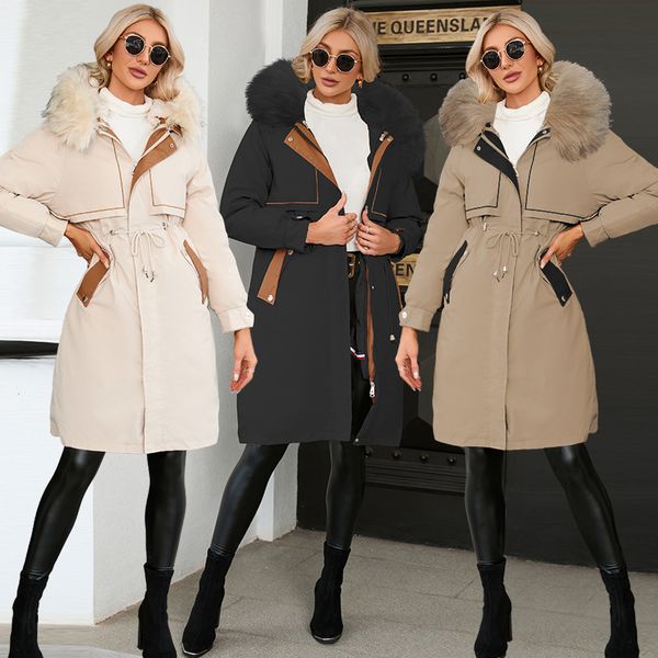 women's down parkas cotton coat winter fashion fur collar jacket zip pike twopiece 221129, Black
women's down parkas cotton coat winter fashion fur collar jacket zip pike twopiece 221129, Black