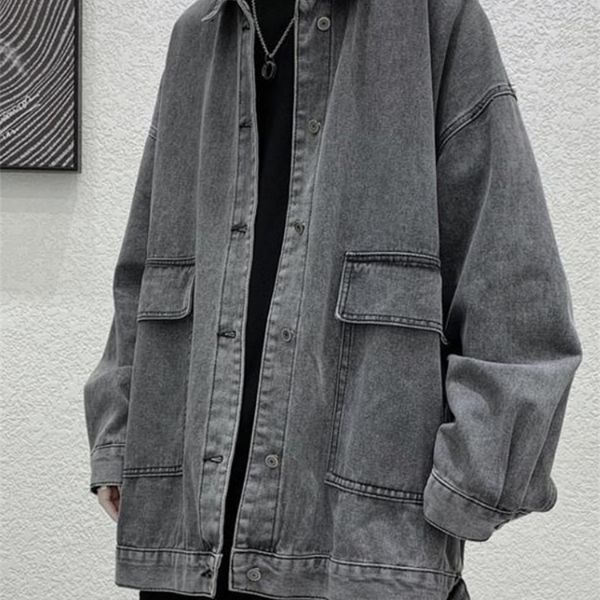 men's jackets black gray denim spring autumn korean trend streetwear vintage jeans coat casual handsome punk 221129, Black;brown
men's jackets black gray denim spring autumn korean trend streetwear vintage jeans coat casual handsome punk 221129, Black;brown