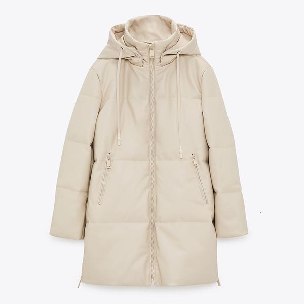 women's down parkas malina loose hooded fashion beige pu leather coats side zipper split long cotton jackets ladies 221129, Black
women's down parkas malina loose hooded fashion beige pu leather coats side zipper split long cotton jackets ladies 221129, Black