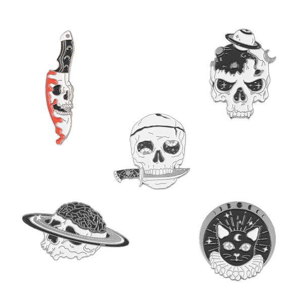 punk creative alloy brooches 5pcs set ghost skull enamel badges round silver plated pin for women jewelry gift bag accessories, Gray
punk creative alloy brooches 5pcs set ghost skull enamel badges round silver plated pin for women jewelry gift bag accessories, Gray