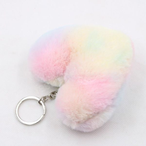 artificial rabbit fur keychain color striped pompom keychain lady bag key ring love pendant decoration, Silver
artificial rabbit fur keychain color striped pompom keychain lady bag key ring love pendant decoration, Silver