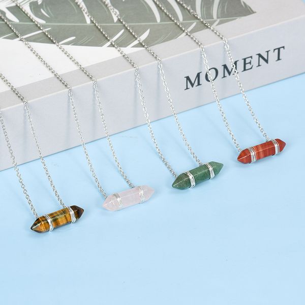 natural stone crystal point pendant amethyst aventurine pink quartz necklace jewelry for women men, Silver
natural stone crystal point pendant amethyst aventurine pink quartz necklace jewelry for women men, Silver