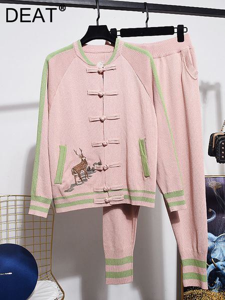 women's two piece pants deat fashion beautiful embroidery stripe o neck long sleeve coat loose high waist pant female autumn 11p01269 2, White
women's two piece pants deat fashion beautiful embroidery stripe o neck long sleeve coat loose high waist pant female autumn 11p01269 2, White