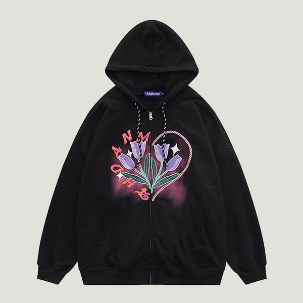 men's hoodies sweatshirts streetwear zipper hooded cardigan mens harajuku letter flowers printed hip hop oversized casual cotton loose, Black
men's hoodies sweatshirts streetwear zipper hooded cardigan mens harajuku letter flowers printed hip hop oversized casual cotton loose, Black