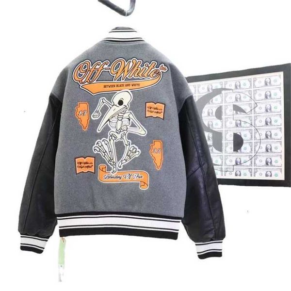 autumn and winter offs br men's women's jacket designer new ow skull heavy embroidery applique coat wool tweed patchwork lettering, Black;brown
autumn and winter offs br men's women's jacket designer new ow skull heavy embroidery applique coat wool tweed patchwork lettering, Black;brown