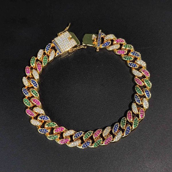 12mm 7/8/9inch mens new trendy hiphop jewelry gold plated bling colorful cz stone cuban bracelet for men link bracelets, Black
12mm 7/8/9inch mens new trendy hiphop jewelry gold plated bling colorful cz stone cuban bracelet for men link bracelets, Black