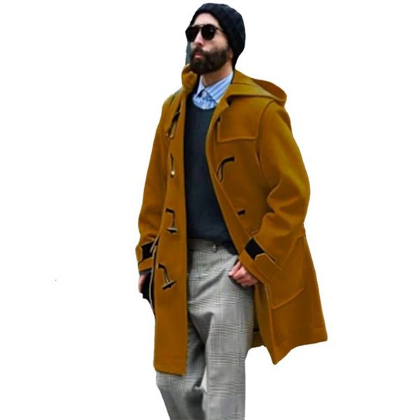 mens wool blends woolen coat horn buckle hooded windbreaker trench male long uterwear cardigan chaquetas hombre 221129, Black
mens wool blends woolen coat horn buckle hooded windbreaker trench male long uterwear cardigan chaquetas hombre 221129, Black