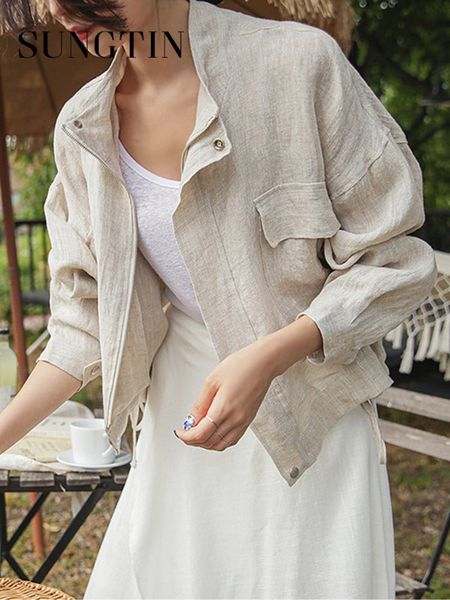 women s jackets sungtin linen cotton blouse coat elegant korean jacket women vintage oversized casual summer spring 221130, Black;brown
women s jackets sungtin linen cotton blouse coat elegant korean jacket women vintage oversized casual summer spring 221130, Black;brown